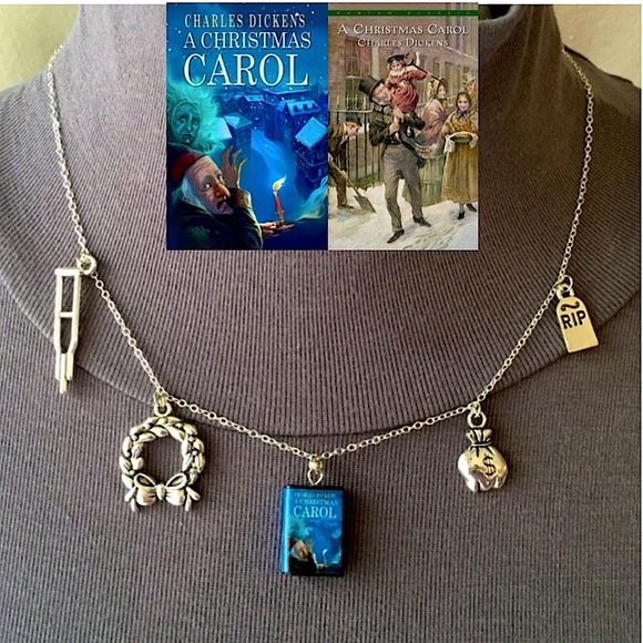 Hand Crafted Jewelry - A Christmas Carol by Charles Dickens Handmade Literature Necklace, Book Cover